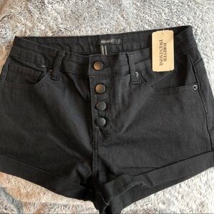 Forever 21 button up black jean shorts